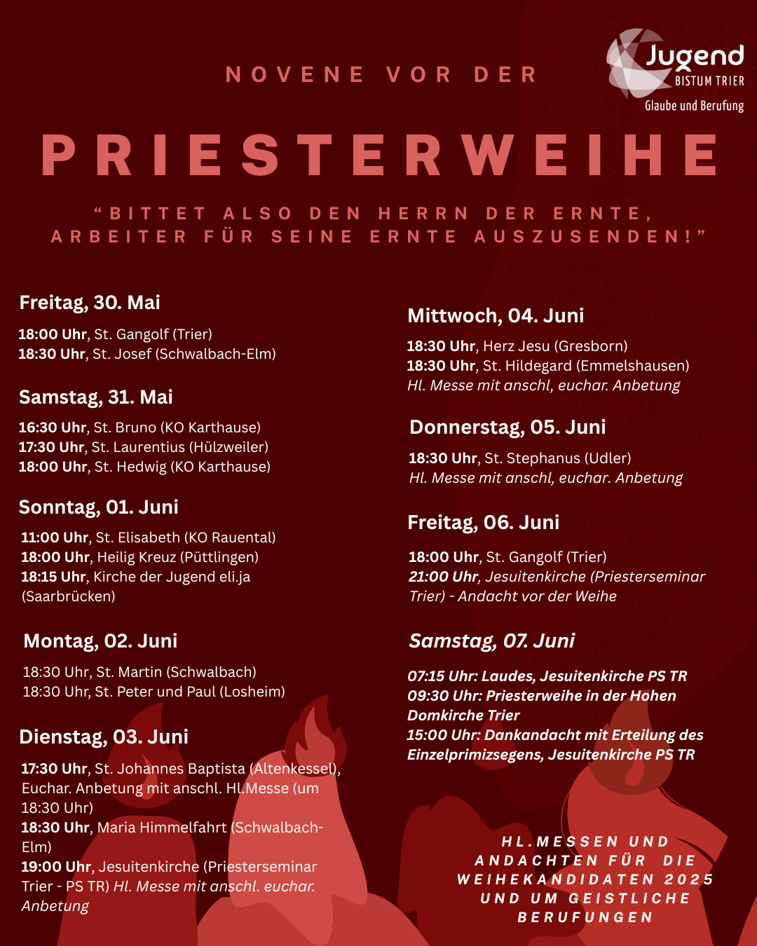 Plakat: Novene vor der Priesterweihe