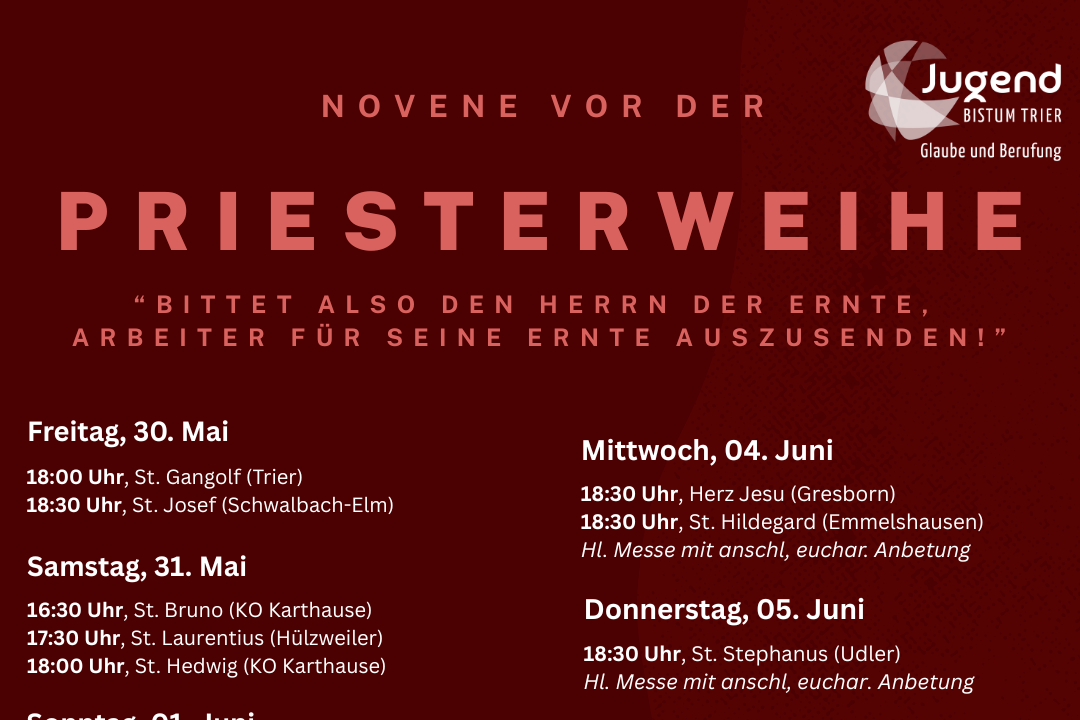 Plakat: Novene vor der Priesterweihe