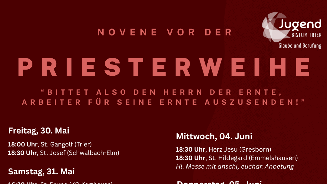 Plakat: Novene vor der Priesterweihe