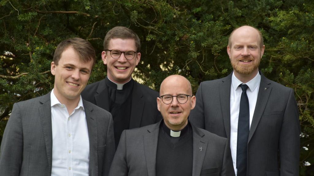 Mathieu Valet, Johannes Michael Cavelius, Spiritual Jan Lehmann und Regens Oliver Laufer-Schmitt (vlnr.)